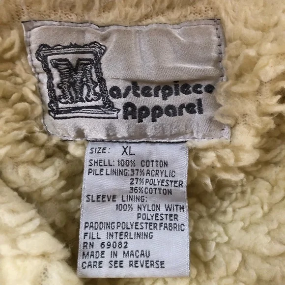 Vintage Masterpiece Apparel Denim Jacket Sherpa Lining Trucker Jean Jacket XL - Picture 9 of 12